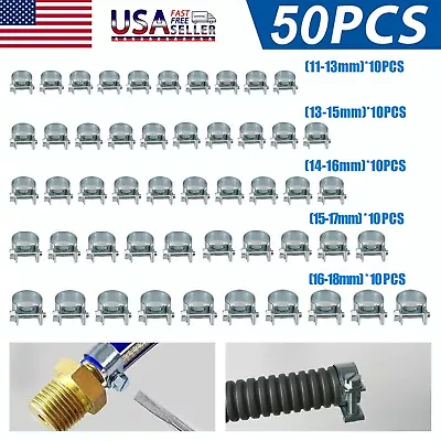 50pc 1/4  5/16  3/8  Fuel Injection Gas Line Hose Clamps Clip Pipe Clamp11-18mm • $15.99