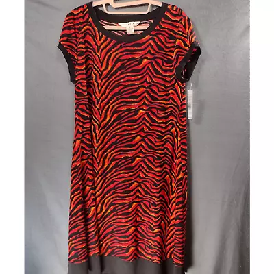 AA Studio AA Red Zebra Dress Womens Short Sleeve Size 8 • $18.99