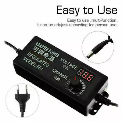 9-24V 3A 72W Speed Control Volt AC/DC Adjustable Power Adapter Supply Display TU • £14.15