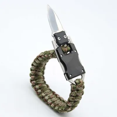 2 Pack Army Green Camouflage Paracord Tactical Knife Bracelet Survival Gear EDC • $13.99