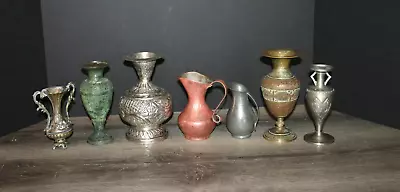 Group Of 7 Miniature Metal Urns & Vases R-526 • $49