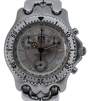 Mens Tag Heuer SEL Silver Dial 38mm Professional Chronograph Quartz Watch CG1116 • $749.95