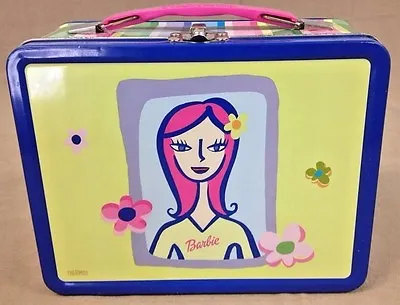 Barbie Lunchbox My Special Things Mattel Metal 1999 No Thermos Stripes Blue Pink • $25