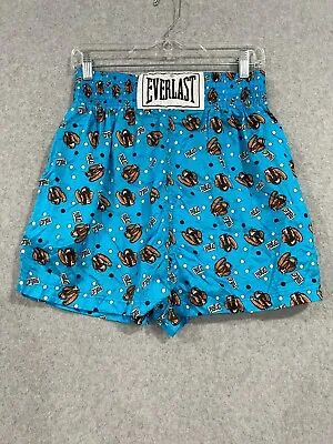 Men's VTG Everlast Boxing Shorts Trunks Large Blue Nylon Trim Logo Waist Gloves • $81.61