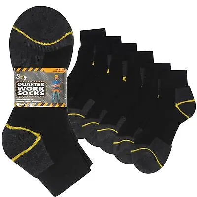 12 Pairs Mens Cotton Rich Quarter Work Socks Ankle Low Cut Cushioned Foot • £8.95