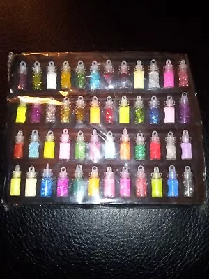 48Pcs 3D Nail Art Decoration DIY Mini Bottles Nail Glitter Sequins Hexagonal Set • $16