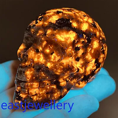 2  Natural Yooperite Hand Carved Skull Quartz Crystal Skull Reiki Healing 1pc • $12.88