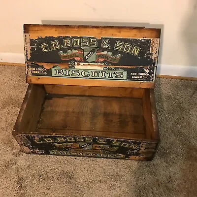 Vintage C.D. Boss & Son Biscuits Wooden Display Case Box Crate Cabinet • $150