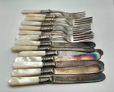 Vintage EPNS Mop Plate Forks & Knives (Set Of 7) • $50