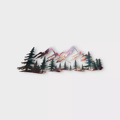 Tree & Mountain Scene - Metal Wall Art - Copper & Green 47  X 19 3/4  • $169.99