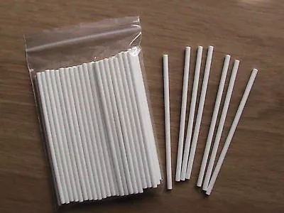 100 X 4  PAPER LOLLY POP STICKS IDEAL FOR CAKE POPS LOLLIPOP COOKIE CRAFT • £3.24