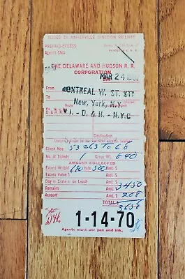 1967 The Delaware & Hudson Railroad Corp D&h Rr Baggage Ticket Dh • $19.99