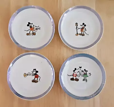 Four 1930`s Japan Disney Mickey Mouse Lusterware Miniature Saucers • $11.50