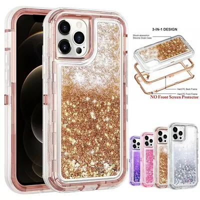 Shockproof Case For IPhone 15 14 Pro Max 13 12 11 SE Liquid Glitter Bling Cover • $15.15