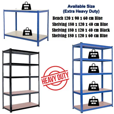 5 Tier Metal Deep Wide Garage Shelves Shelving Racking Storage 1800H1200W UKDC • £2.98