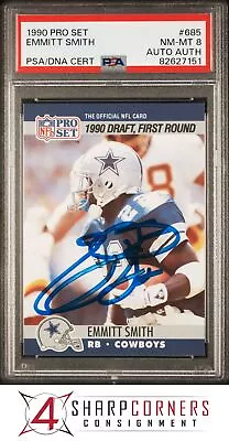 1990 Pro Set #685 Emmitt Smith Rc Cowboys Hof Psa 8 Dna Auto Auth • $93.30