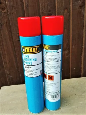 2 Pack Line Marker Paint RED 750ml - Grass Wood Concrete Asphalt Composites • £22.95