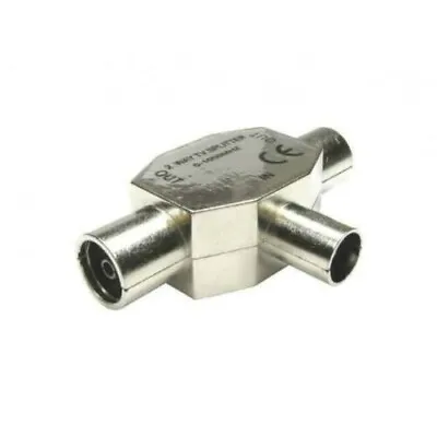 2 Way COAX Coaxial TV Aerial T Splitter Male To 2 X Female Metal Adaptor  RF • £2.47