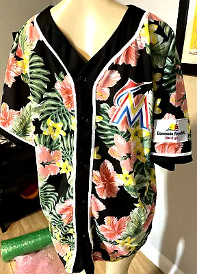 MATCH UP  MLB MIAMI MARLINS DOMINICAN HERITAGE FLORAL JERSEY SIZE XL Eg • $25