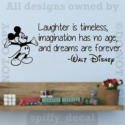 Disney Mickey Laughter Imagination Dreams Forever Wall Quote Vinyl Wall Decal • $17.60