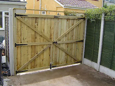 @@@ Ready To Install Wooden Driveway Pre Treated Gates Garden Gates Double Gates • £247.29