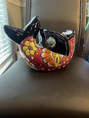 Talavera Fish Hand Painted Ceramic Planter. • $20