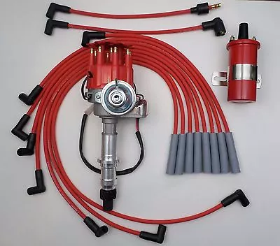 PONTIAC 350-389-455 RED Small Cap HEI DISTRIBUTOR + RED 45K COIL + PLUG WIRES • $179.55