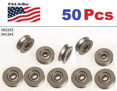 $25 • Buy 50 X V623ZZ 623VV V Groove Guide Pulley Rail Ball Bearings Metal (3mm*12mm*4mm)