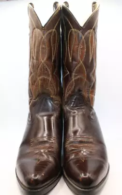 Vintage Texas Boot Co Brown Leather Western Cowboy Boots Size 9.5D • $49.95