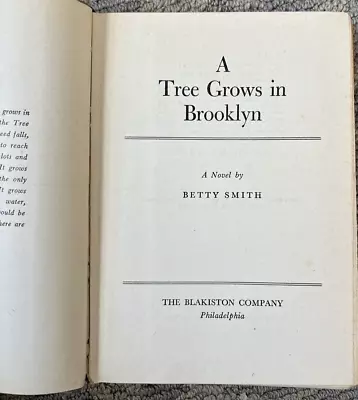 A Tree Grows In Brooklyn Dust Jacket Betty Smith 1943 Special Arrangement Harper • $19.99