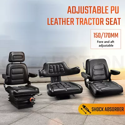 Tractor Seat Excavator Forklift Truck Backrest Seat Suspension Chair PU Leather • $299.95