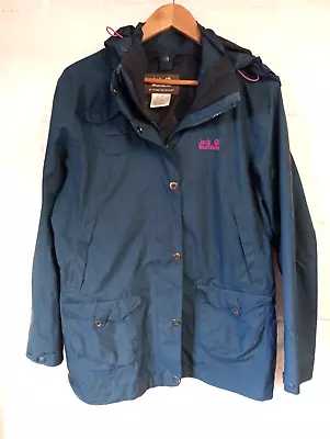 Jack Wolfskin Blue Waterproof Hooded Jacket Size 16 • £9.50