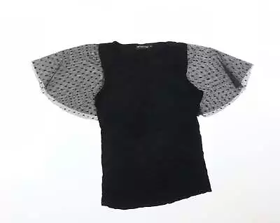 £3.50 • Buy PRETTYLITTLETHING Womens Black Polka Dot Viscose Basic T-Shirt Size M Round Neck