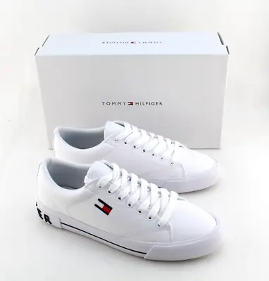 New TOMMY HILFIGER Flint 3 Size 7.5 White Women’s Fashion Sneakers RETAIL $100 • $49.99