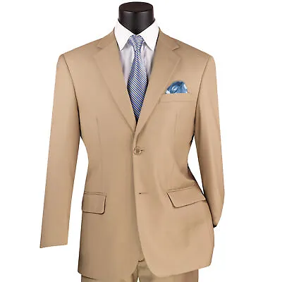 VINCI Men's Light Beige 2-Button Suit W/ Adjustable Waistband Reg-Fit - NEW • $125