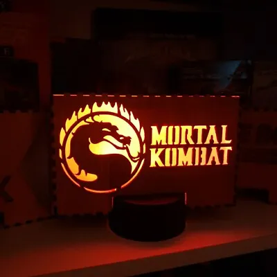 Mortal Kombat 16Color LED LIGHT Engraved Wood Video Game Room Lamp Decor Art • $35