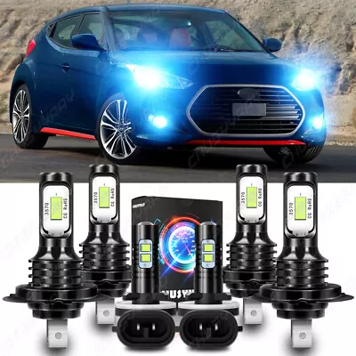 For 2012-2017 Hyundai Veloster Blue LED Headlight High Low Fog Light Bulbs Kit • $31.84