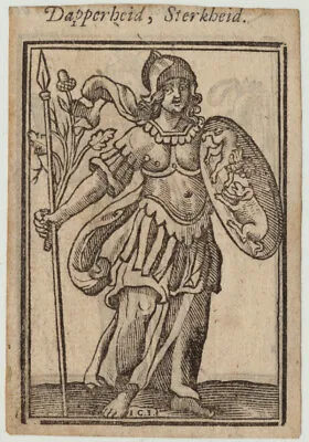 BRAVERY + Strength Cesare RIPAS Original Woodcut Around 1699 + Monogram Spear • $29.22