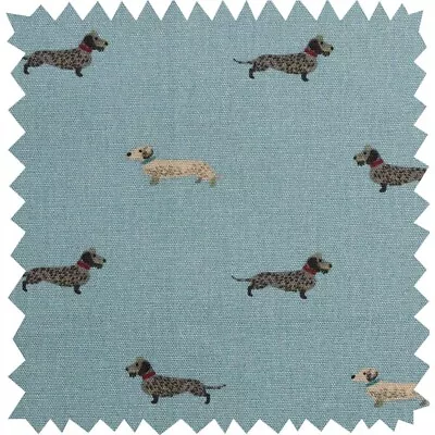 50cm X 25cm Wide Sophie Allport Dachshund Teal Sausage Dogs Cotton Fabric New • £4.19