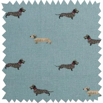 50cm X 50cm Square Sophie Allport Dachshund Teal Sausage Dogs Cotton Fabric New • £7.89