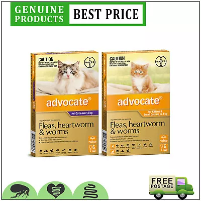 ADVOCATE Spot On Heartworm Worm And Flea Treatment For Cats 6 Doses • $77.92