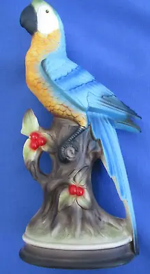 Vintage 11  Ceramic Blue Orange Green Parrot Macaw Figurine Japan Excellent Cond • $32.99