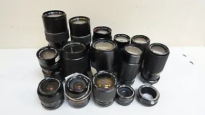 $49.99 • Buy Lot Of 14 Vintage PARTS AS-IS Tokina Soligor Vivitar Camera Lenses *PARTS AS-IS
