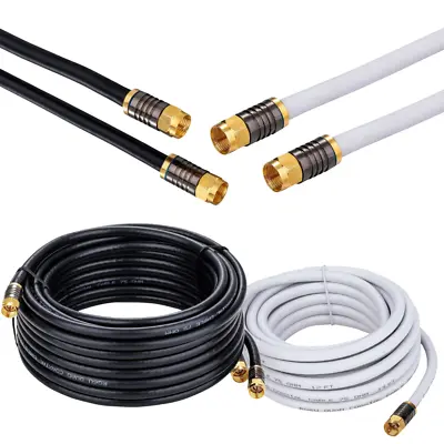 RG6 Coaxial Cable QUAD Shielded Extension Coax Satellite TV Antenna Wire Lot • $7.99