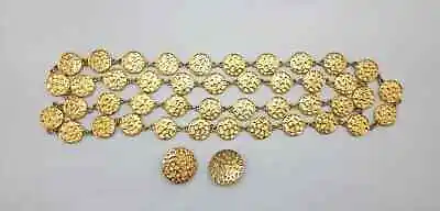 Rare Authentic St. John Gold Tone Set Of 38  Necklace And Round Clip On Earrings • $299.99
