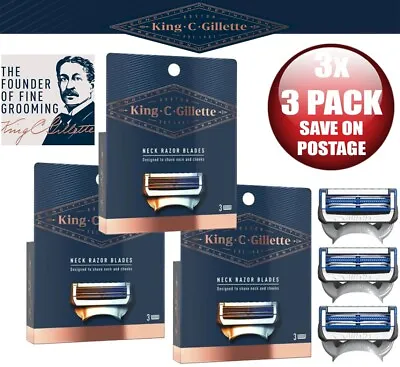 King C Gillette Neck & Cheek Razor Blades Refills 3x 3 Pack • $29.95