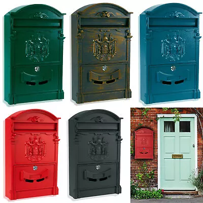 Large Vintage Outdoor Lockable Letter Post Box Mailbox Wall Mounted Secure Mail • £24.95