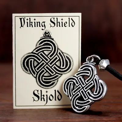 Pewter Viking Necklace Shield Skjold Knotwork Pendant - Asatru Heathen Jewelry • $19.99