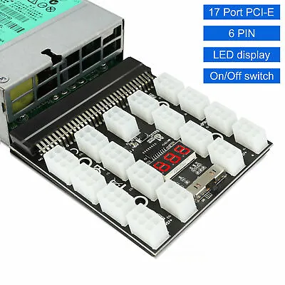 PCI-E 17x6Pin Server Power Supply Breakout Board Adapter 1200W For HP GPU Mining • £10.58