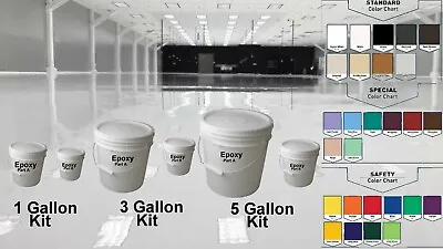 1 3 5 15 Gal Kit High Gloss Clear Garage House Coating Concrete Epoxy Floor • $79.99